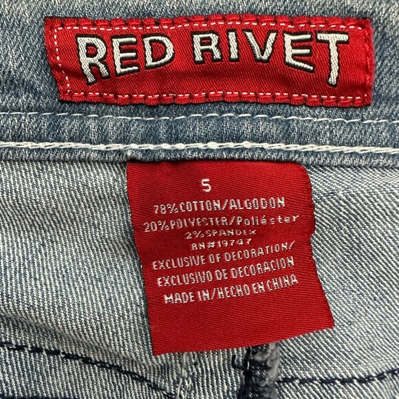 Red Rivet Flare Women's size 5 Medium Wash Blue Denim Jeans - Picture 3 of 4